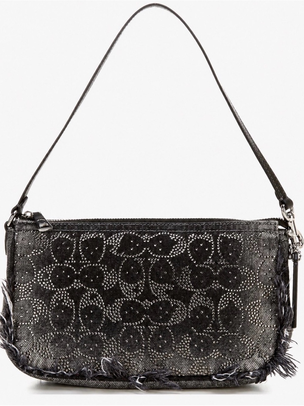 BNWT!!! Coach Plaza Regenerative Cotton Denim Crystal Signature Shoulder Bag
